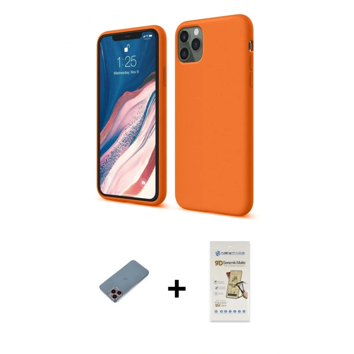 MARSİLYAN™- iPhone 11 Pro Kılıf Kozmos Yansıma Özel Seri - Siyah Mat Seramik Nano Ekran Koruyucu + Shine Kamera Lens Koruma Cam - PE