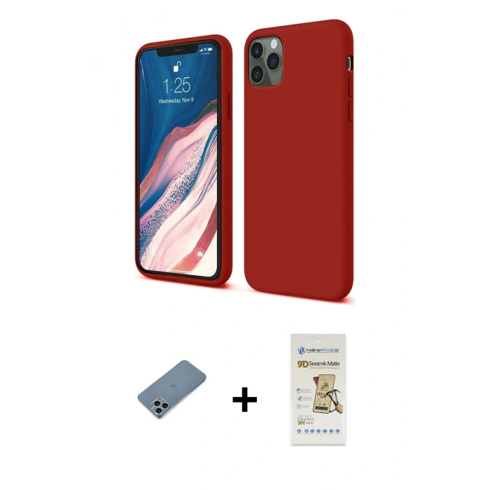 MARSİLYAN™- iPhone 11 Pro Kılıf Kozmos Yansıma Özel Seri - Siyah Mat Seramik Nano Ekran Koruyucu + Shine Kamera Lens Koruma Cam - SABE