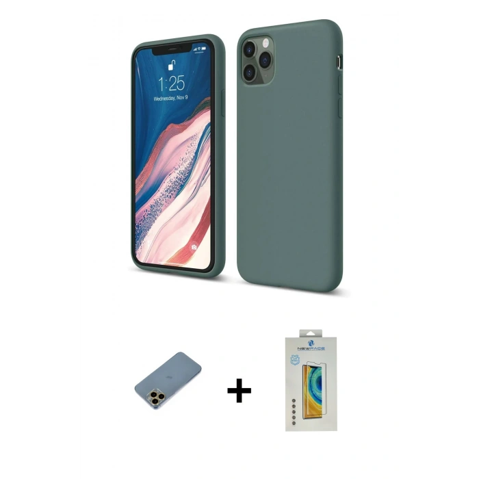 MARSİLYAN™- iPhone 11 Pro Kılıf Kozmos Yansıma Özel Seri - Siyah Polymer Nano Ekran Koruyucu + Shine Kamera Lens Koruma Cam - GD