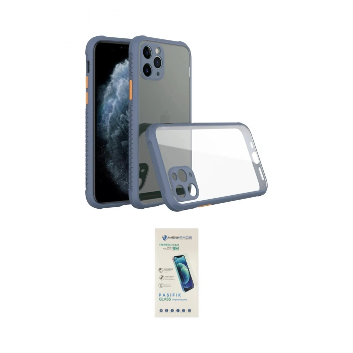 MARSİLYAN™- iPhone 11 Pro Kılıf Nova Asil Özel Seri - Şeffaf Pasifik Cam Ekran Koruyucu