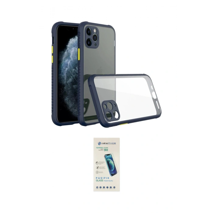 MARSİLYAN™- iPhone 11 Pro Kılıf Nova Asil Özel Seri - Şeffaf Pasifik Cam Ekran Koruyucu