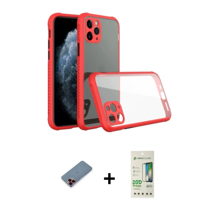 MARSİLYAN™- iPhone 11 Pro Kılıf Nova Asil Özel Seri - Siyah 20D Premium Cam Ekran Koruyucu + Metal Kamera Lens Koruma Cam - KI