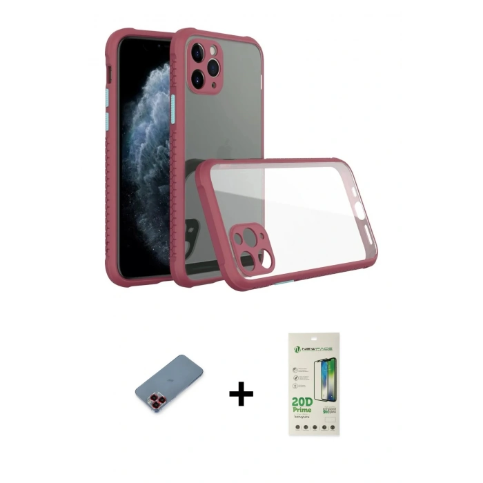 MARSİLYAN™- iPhone 11 Pro Kılıf Nova Asil Özel Seri - Siyah 20D Premium Cam Ekran Koruyucu + Metal Kamera Lens Koruma Cam - KI