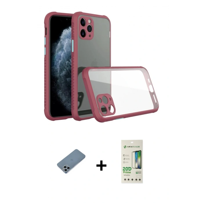 MARSİLYAN™- iPhone 11 Pro Kılıf Nova Asil Özel Seri - Siyah 20D Premium Cam Ekran Koruyucu + Shine Kamera Lens Koruma Cam - SABE