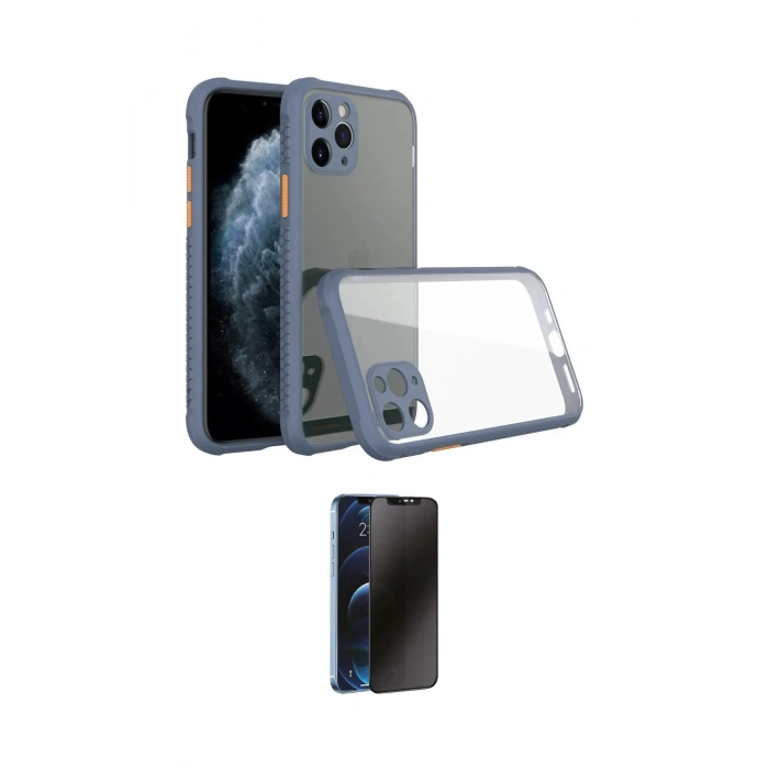 MARSİLYAN™- iPhone 11 Pro Kılıf Nova Asil Özel Seri - Siyah 3D Antistatik Hayalet Cam Ekran Koruyucu