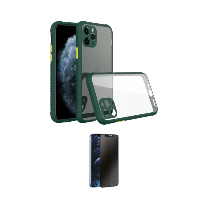 MARSİLYAN™- iPhone 11 Pro Kılıf Nova Asil Özel Seri - Siyah 3D Antistatik Hayalet Cam Ekran Koruyucu