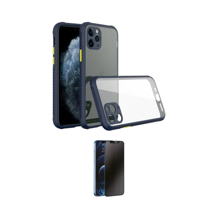 MARSİLYAN™- iPhone 11 Pro Kılıf Nova Asil Özel Seri - Siyah 3D Antistatik Hayalet Cam Ekran Koruyucu