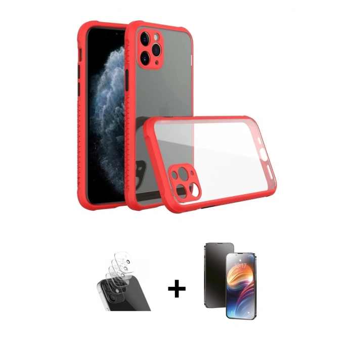 MARSİLYAN™- iPhone 11 Pro Kılıf Nova Asil Özel Seri - Siyah 3D Antistatik Mat Seramik Nano Ekran Koruyucu + Kamera Lens Koruma Cam - SF