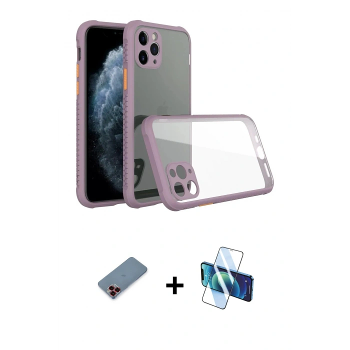 MARSİLYAN™- iPhone 11 Pro Kılıf Nova Asil Özel Seri - Siyah 3D Antistatik Seramik Nano Ekran Koruyucu + Metal Kamera Lens Koruma Cam - KI