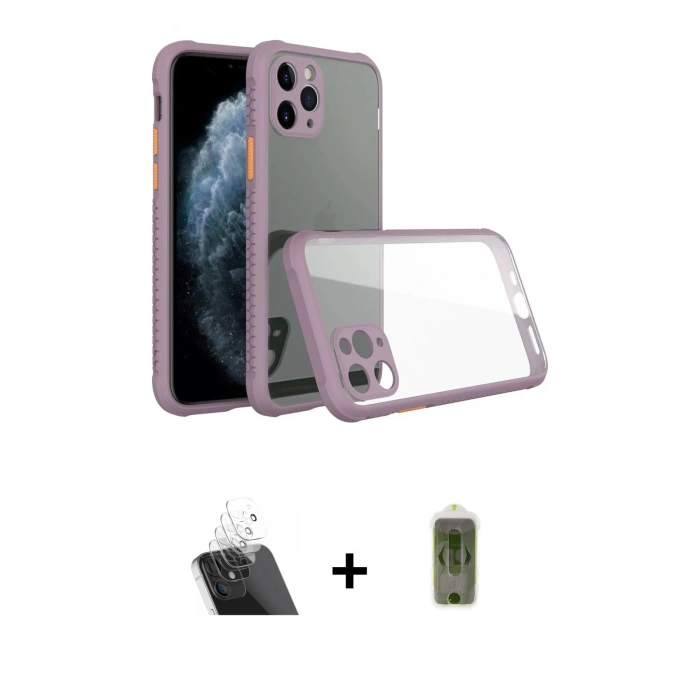 MARSİLYAN™- iPhone 11 Pro Kılıf Nova Asil Özel Seri - Siyah Joko Magic 5D Hayalet Cam + Şeffaf Kamera Lens Koruma Cam