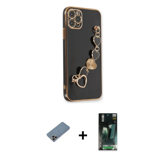 MARSİLYAN™- iPhone 11 Pro Kılıf Nova Işık Prime - Şeffaf 360 Full Body Arka Koruyucu + Shine Kamera Lens Koruma Cam - GI