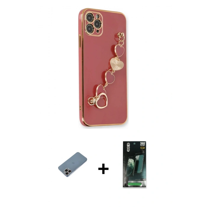 MARSİLYAN™- iPhone 11 Pro Kılıf Nova Işık Prime - Şeffaf 360 Full Body Arka Koruyucu + Shine Kamera Lens Koruma Cam - GI