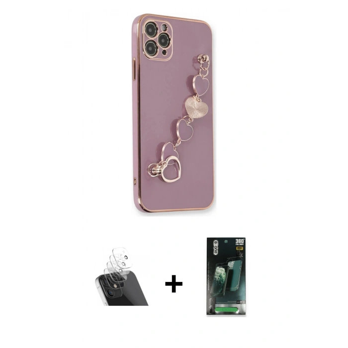 MARSİLYAN™- iPhone 11 Pro Kılıf Nova Işık Prime - Şeffaf 360 Full Body Arka Koruyucu + Kamera Lens Koruma Cam - SF