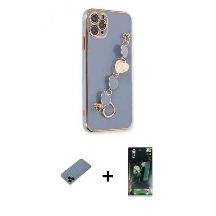 MARSİLYAN™- iPhone 11 Pro Kılıf Nova Işık Prime - Şeffaf 360 Full Body Arka Koruyucu + Shine Kamera Lens Koruma Cam - SH