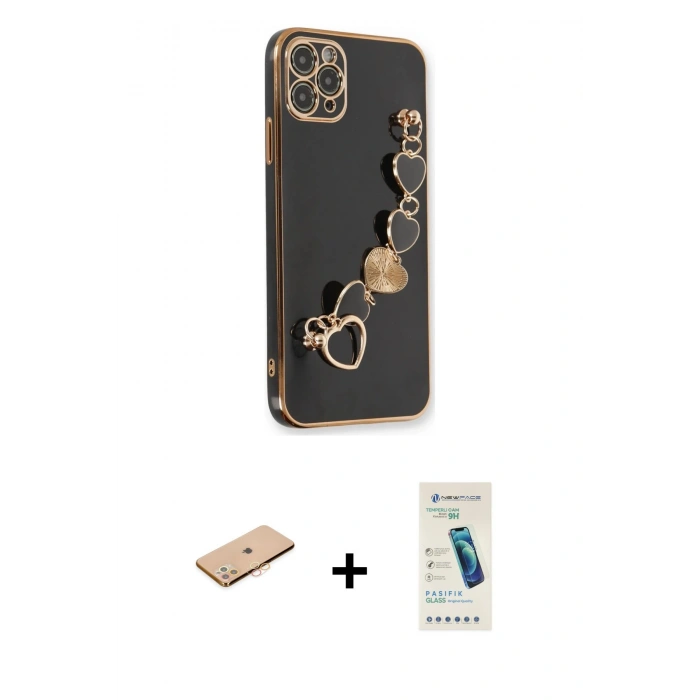 MARSİLYAN™- iPhone 11 Pro Kılıf Nova Işık Prime - Şeffaf Pasifik Cam Ekran Koruyucu + Renkli Kamera Lens Koruma Cam - TU