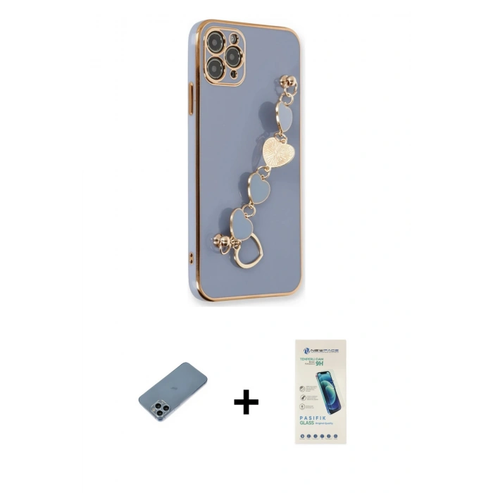 MARSİLYAN™- iPhone 11 Pro Kılıf Nova Işık Prime - Şeffaf Pasifik Cam Ekran Koruyucu + Shine Kamera Lens Koruma Cam - SABE