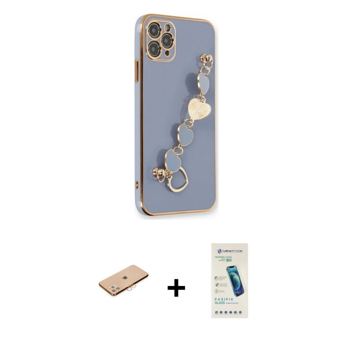 MARSİLYAN™- iPhone 11 Pro Kılıf Nova Işık Prime - Şeffaf Pasifik Cam Ekran Koruyucu + Renkli Kamera Lens Koruma Cam - TU