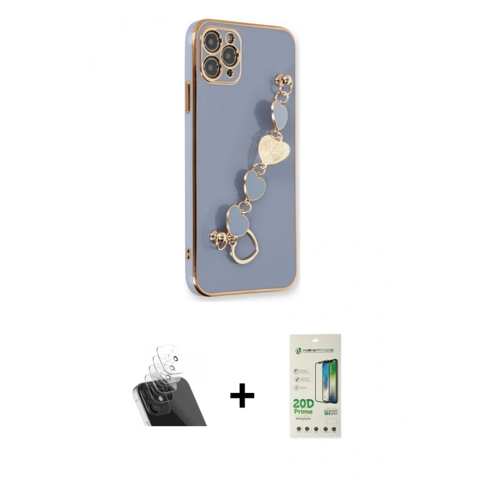 MARSİLYAN™- iPhone 11 Pro Kılıf Nova Işık Prime - Siyah 20D Premium Cam Ekran Koruyucu + Kamera Lens Koruma Cam - SF