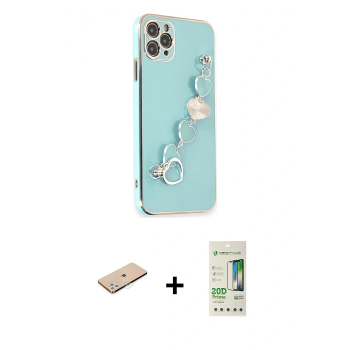 MARSİLYAN™- iPhone 11 Pro Kılıf Nova Işık Prime - Siyah 20D Premium Cam Ekran Koruyucu + Renkli Kamera Lens Koruma Cam - YL