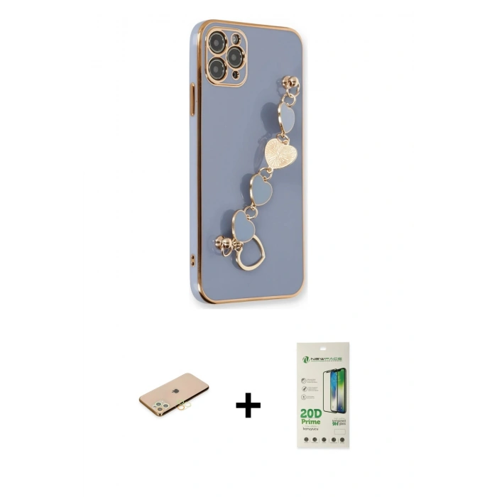 MARSİLYAN™- iPhone 11 Pro Kılıf Nova Işık Prime - Siyah 20D Premium Cam Ekran Koruyucu + Sarı Renkli Kamera Lens Koruma Cam