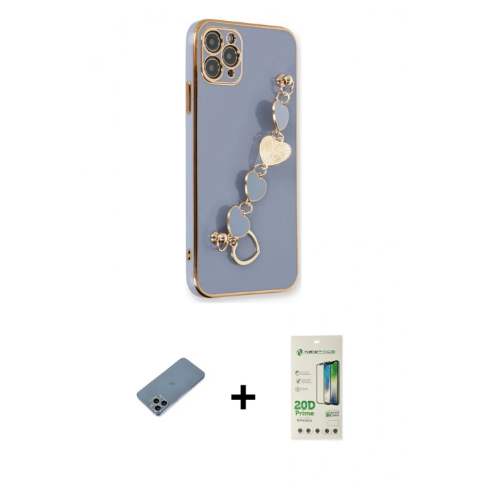 MARSİLYAN™- iPhone 11 Pro Kılıf Nova Işık Prime - Siyah 20D Premium Cam Ekran Koruyucu + Sierra Blue Shine Kamera Lens Koruma Cam