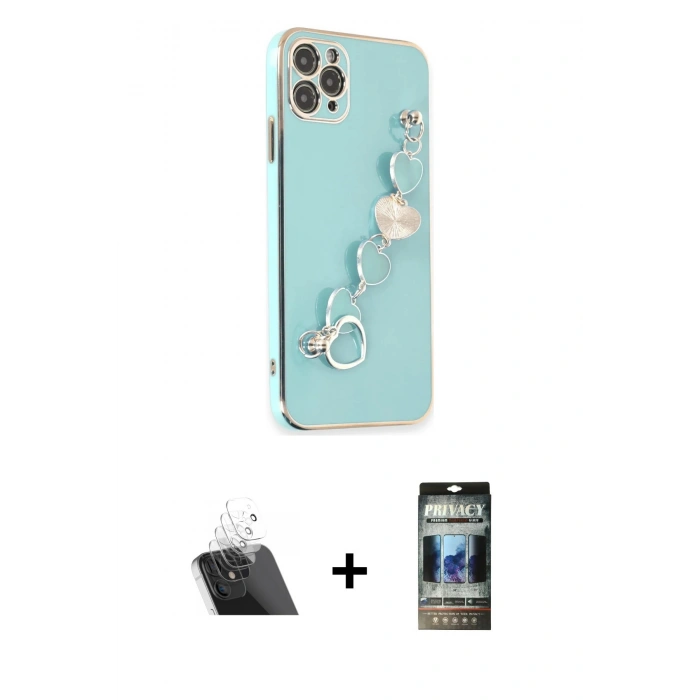 MARSİLYAN™- iPhone 11 Pro Kılıf Nova Işık Prime - Siyah 34D Hayalet Izgaralı Cam + Kamera Lens Koruma Cam - SF