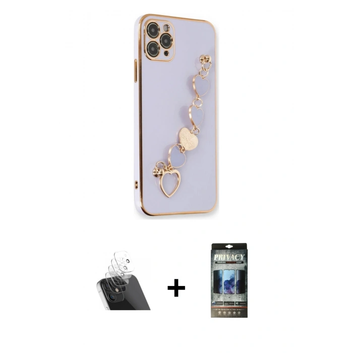 MARSİLYAN™- iPhone 11 Pro Kılıf Nova Işık Prime - Siyah 34D Hayalet Izgaralı Cam + Kamera Lens Koruma Cam - SF