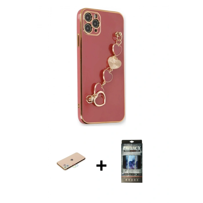 MARSİLYAN™- iPhone 11 Pro Kılıf Nova Işık Prime - Siyah 34D Hayalet Izgaralı Cam + Renkli Kamera Lens Koruma Cam - MI
