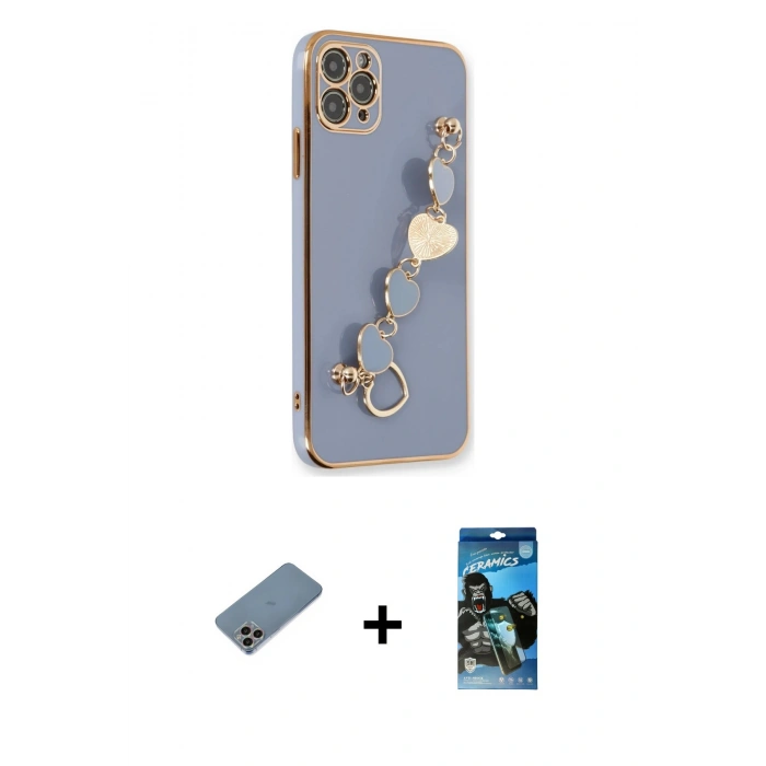 MARSİLYAN™- iPhone 11 Pro Kılıf Nova Işık Prime - Siyah 34D Izgaralı Cam + Shine Kamera Lens Koruma Cam - GI