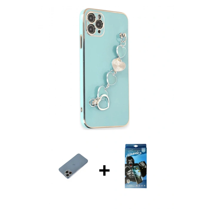 MARSİLYAN™- iPhone 11 Pro Kılıf Nova Işık Prime - Siyah 34D Izgaralı Cam + Shine Kamera Lens Koruma Cam - GI