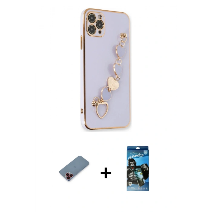 MARSİLYAN™- iPhone 11 Pro Kılıf Nova Işık Prime - Siyah 34D Izgaralı Cam + Metal Kamera Lens Koruma Cam - KI