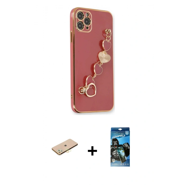 MARSİLYAN™- iPhone 11 Pro Kılıf Nova Işık Prime - Siyah 34D Izgaralı Cam + Renkli Kamera Lens Koruma Cam - SI