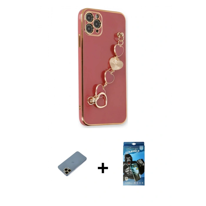 MARSİLYAN™- iPhone 11 Pro Kılıf Nova Işık Prime - Siyah 34D Izgaralı Cam + Shine Kamera Lens Koruma Cam - GD