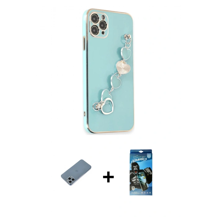 MARSİLYAN™- iPhone 11 Pro Kılıf Nova Işık Prime - Siyah 34D Izgaralı Cam + Shine Kamera Lens Koruma Cam - SABE