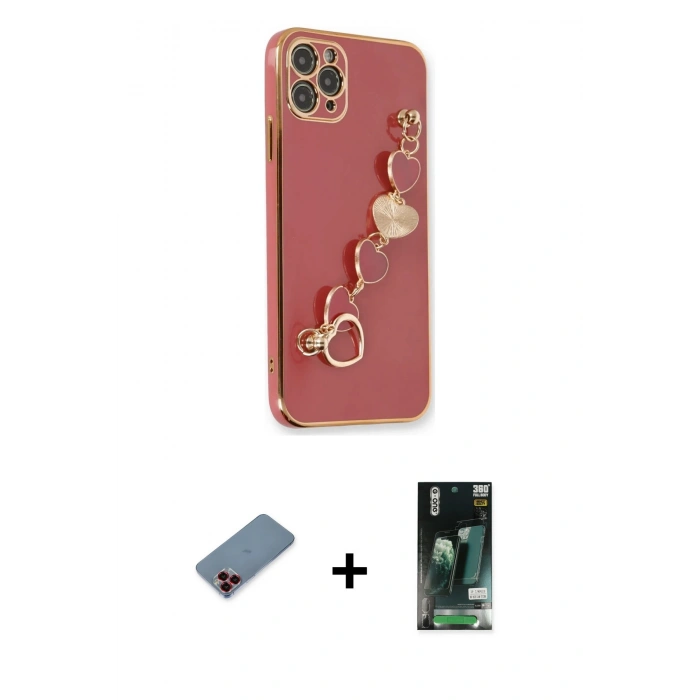 MARSİLYAN™- iPhone 11 Pro Kılıf Nova Işık Prime - Siyah 360 Mat Full Body Arka Koruyucu + Metal Kamera Lens Koruma Cam - KI