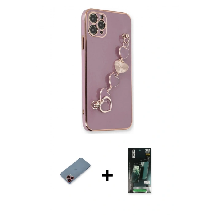 MARSİLYAN™- iPhone 11 Pro Kılıf Nova Işık Prime - Siyah 360 Mat Full Body Arka Koruyucu + Metal Kamera Lens Koruma Cam - KI