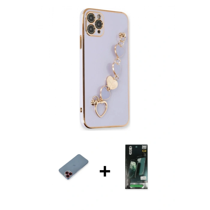 MARSİLYAN™- iPhone 11 Pro Kılıf Nova Işık Prime - Siyah 360 Mat Full Body Arka Koruyucu + Metal Kamera Lens Koruma Cam - KI