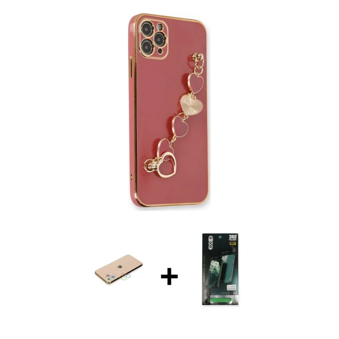 MARSİLYAN™- iPhone 11 Pro Kılıf Nova Işık Prime - Siyah 360 Mat Full Body Arka Koruyucu + Renkli Kamera Lens Koruma Cam - MI