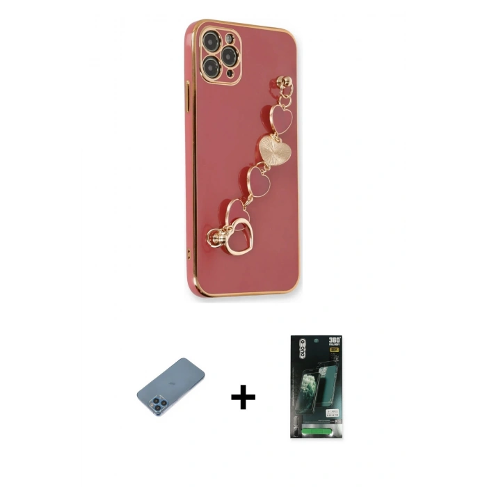MARSİLYAN™- iPhone 11 Pro Kılıf Nova Işık Prime - Siyah 360 Mat Full Body Arka Koruyucu + Shine Kamera Lens Koruma Cam - MI