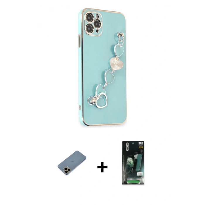 MARSİLYAN™- iPhone 11 Pro Kılıf Nova Işık Prime - Siyah 360 Mat Full Body Arka Koruyucu + Shine Kamera Lens Koruma Cam - GD