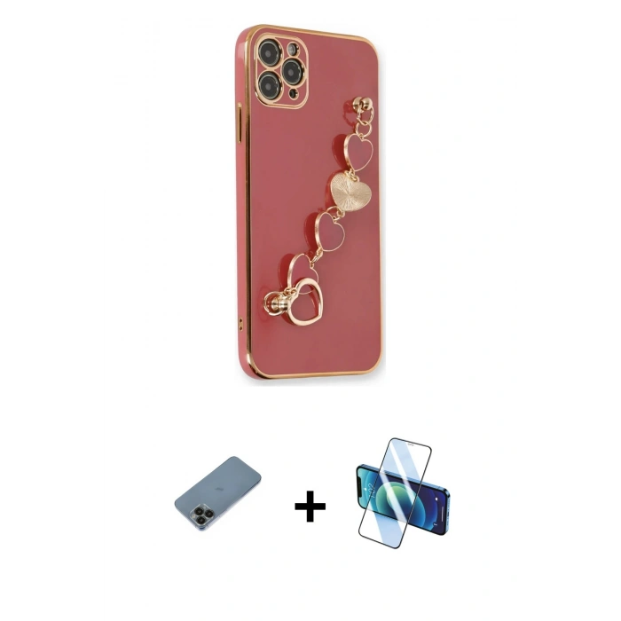 MARSİLYAN™- iPhone 11 Pro Kılıf Nova Işık Prime - Siyah 3D Antistatik Cam Ekran Koruyucu + Shine Kamera Lens Koruma Cam - SH