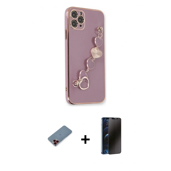 MARSİLYAN™- iPhone 11 Pro Kılıf Nova Işık Prime - Siyah 3D Antistatik Hayalet Cam Ekran Koruyucu + Metal Kamera Lens Koruma Cam - KI