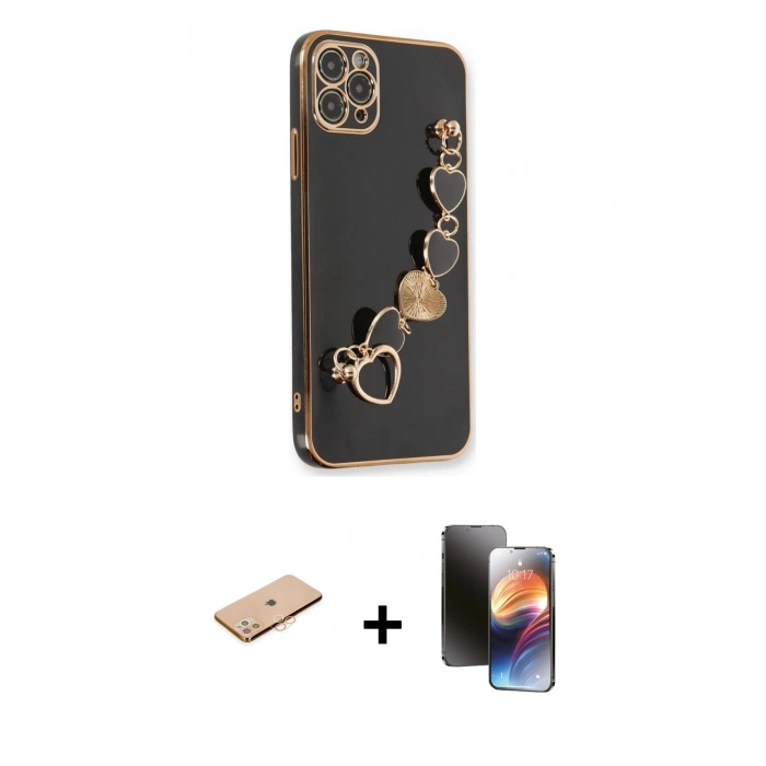 MARSİLYAN™- iPhone 11 Pro Kılıf Nova Işık Prime - Siyah 3D Antistatik Mat Seramik Nano Ekran Koruyucu + Renkli Kamera Lens Koruma Cam - TU
