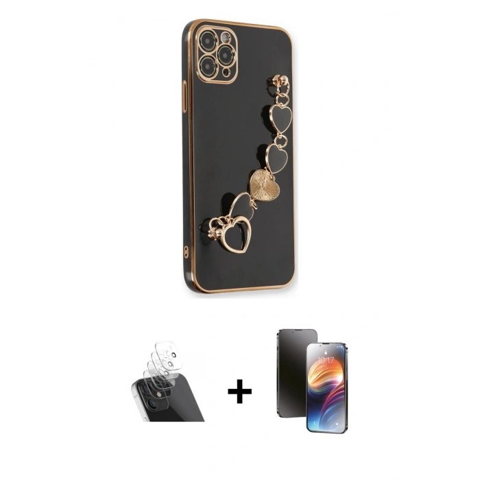 MARSİLYAN™- iPhone 11 Pro Kılıf Nova Işık Prime - Siyah 3D Antistatik Mat Seramik Nano Ekran Koruyucu + Kamera Lens Koruma Cam - SF