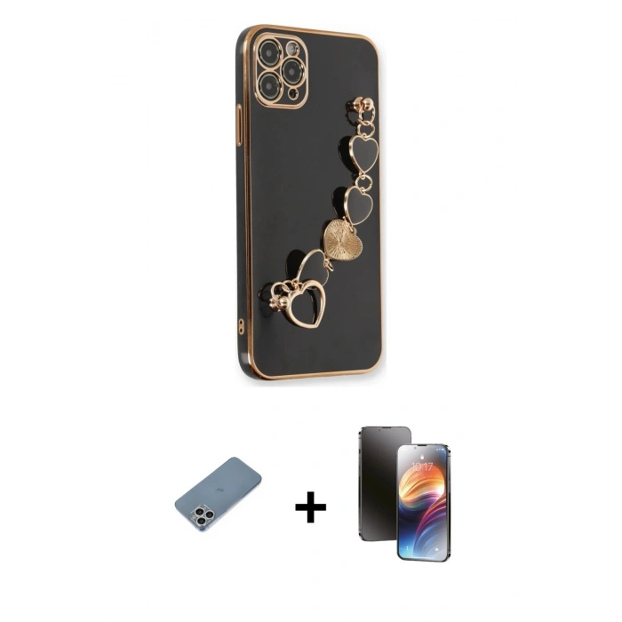 MARSİLYAN™- iPhone 11 Pro Kılıf Nova Işık Prime - Siyah 3D Antistatik Mat Seramik Nano Ekran Koruyucu + Shine Kamera Lens Koruma Cam - GS