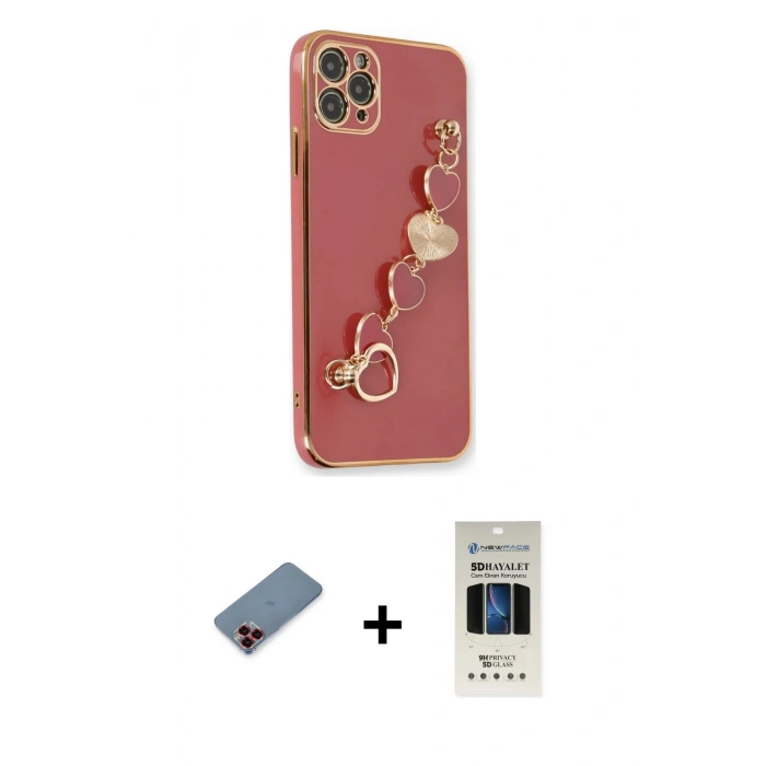 MARSİLYAN™- iPhone 11 Pro Kılıf Nova Işık Prime - Siyah 5D Hayalet Cam Ekran Koruyucu + Metal Kamera Lens Koruma Cam - KI