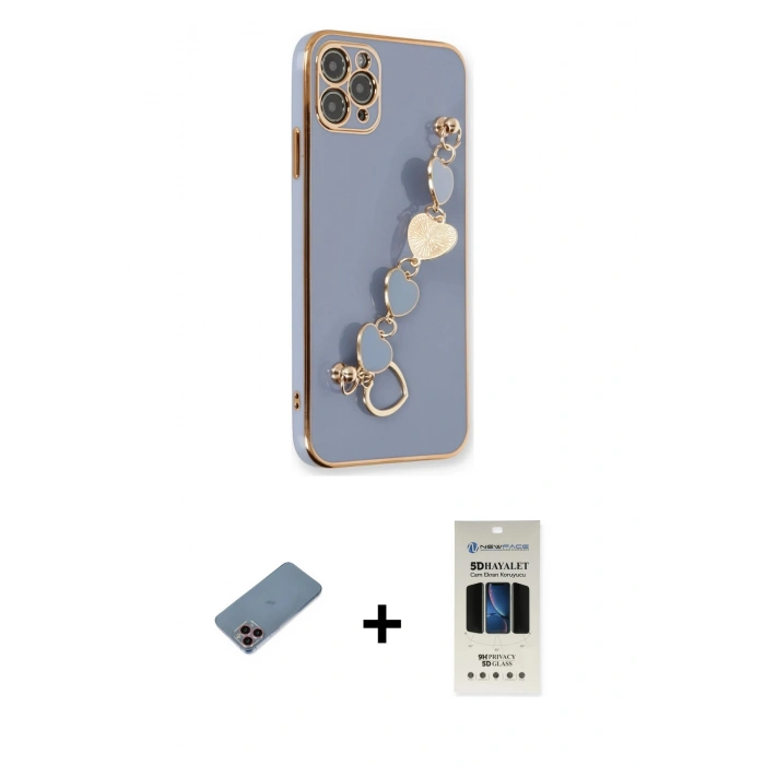 MARSİLYAN™- iPhone 11 Pro Kılıf Nova Işık Prime - Siyah 5D Hayalet Cam Ekran Koruyucu + Shine Kamera Lens Koruma Cam - PE