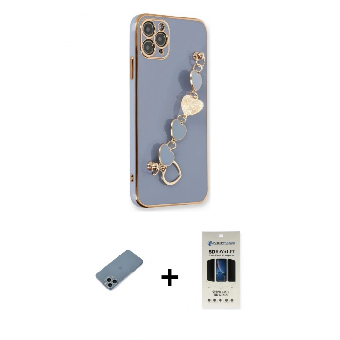 MARSİLYAN™- iPhone 11 Pro Kılıf Nova Işık Prime - Siyah 5D Hayalet Cam Ekran Koruyucu + Shine Kamera Lens Koruma Cam - SABE