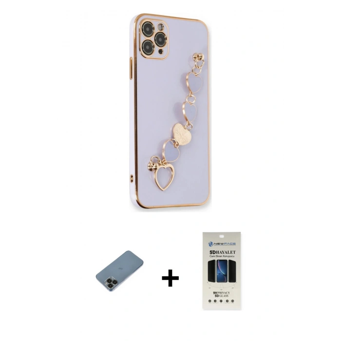 MARSİLYAN™- iPhone 11 Pro Kılıf Nova Işık Prime - Siyah 5D Hayalet Cam Ekran Koruyucu + Shine Kamera Lens Koruma Cam - SH