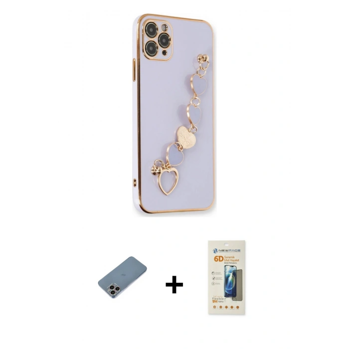 MARSİLYAN™- iPhone 11 Pro Kılıf Nova Işık Prime - Siyah 6D Mat Seramik Hayalet Nano Ekran Koruyucu + Shine Kamera Lens Koruma Cam - GI
